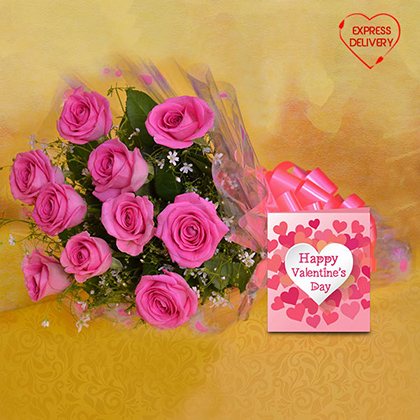 Charming Pink Blooms with Greeting Card